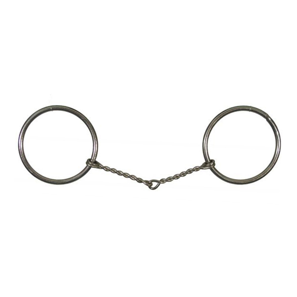 Showman Horse size nickel plated O-ring snaffle bit with 5" small twisted wire mouth