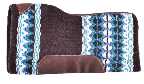 Showman 34" x 36" Brown and Teal memory felt bottom saddle pad