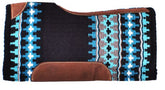 Showman 34" x 36" Black and Turquoise memory felt bottom saddle pad