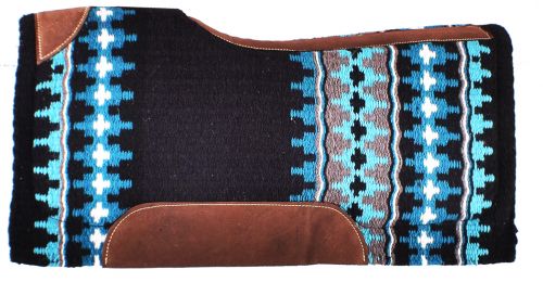 Showman 34" x 36" Black and Turquoise memory felt bottom saddle pad