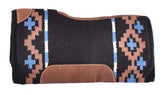 Showman 34" x 36" Black, Brown and Light Blue memory felt bottom saddle pad