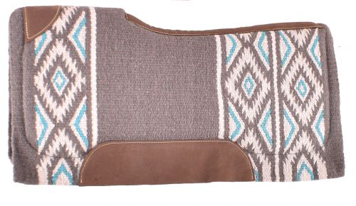 Showman 34" x 36" Gray and Turquoise memory felt bottom saddle pad