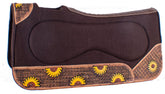 Showman 32" x 31" x 1" Brown Built Up Felt Saddle Pad with Sunflower Design