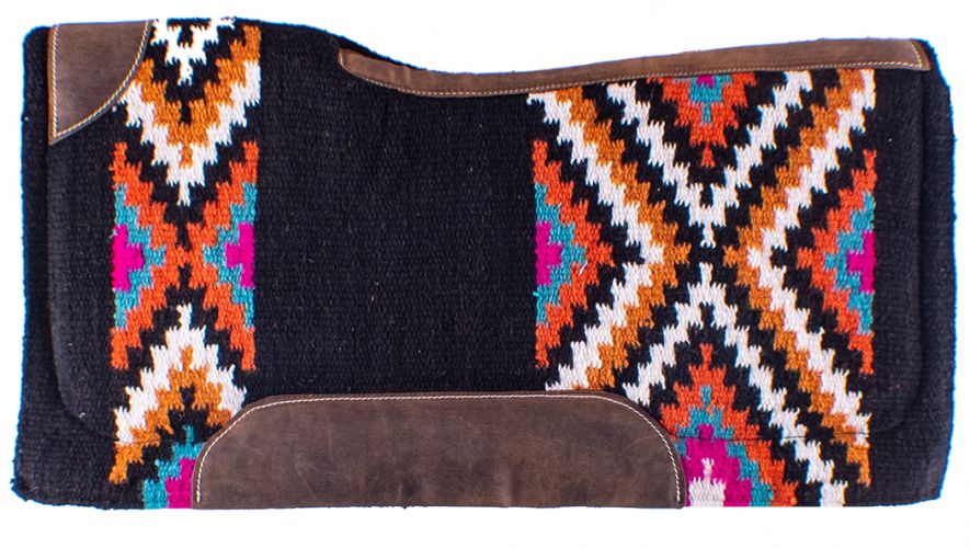 Showman 34" x 36" x 3/4" Turquoise, orange, mustard and pink colored memory felt bottom saddle pad