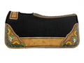 Showman Pony 24" x 24" Black Felt 1" Saddle Pad with Distressed Brown Leather