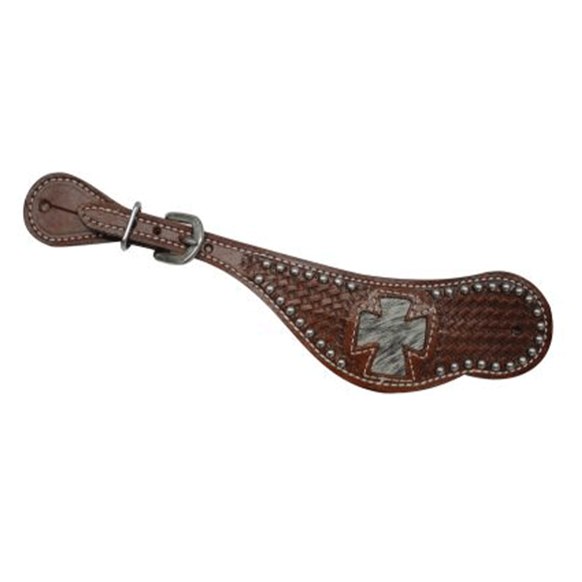 Showman Ladies' Hair on Cowhide Cross Spur Strap