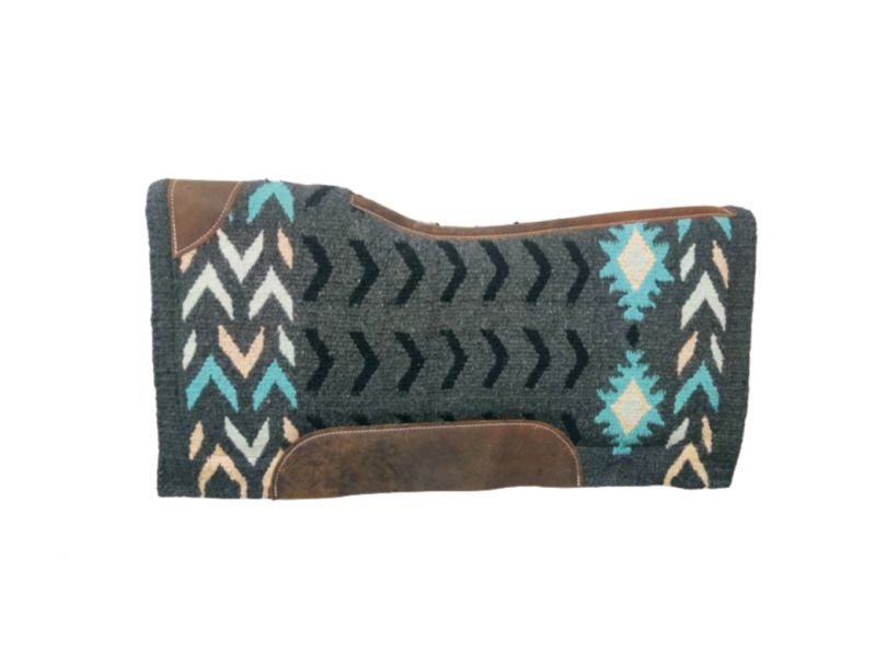 Showman 34" x 36" x 3/4" Gray, teal and cream-colored memory felt bottom saddle pad