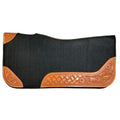 Showman 32" x 31" x 1" Heavy Duty Black Felt Pad with Floral Tooling