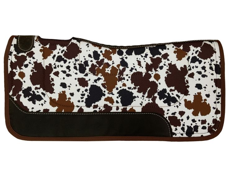 Showman 31" x 32" Nylon Printed Top Contoured Felt Bottom Saddle Pad - Cow Print