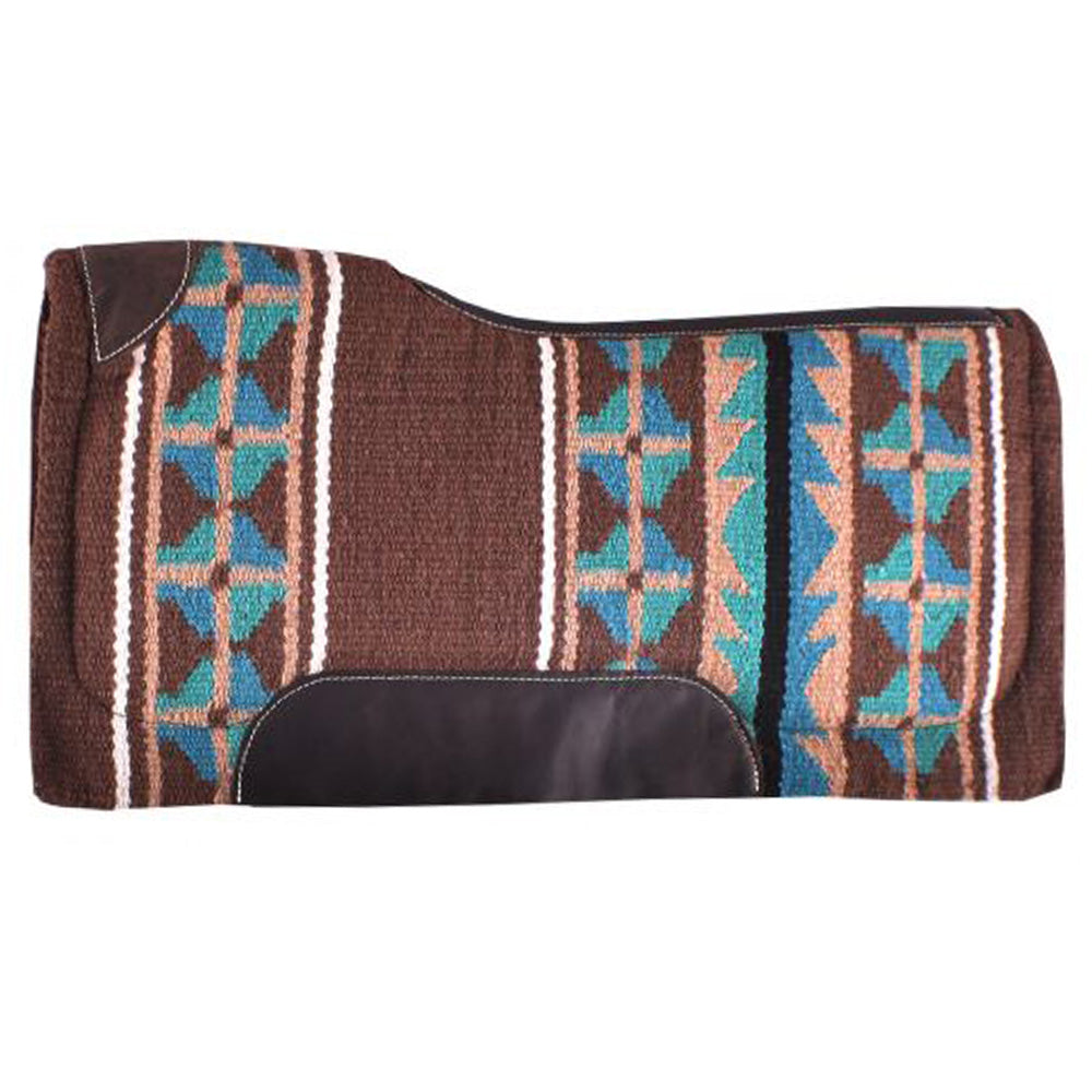 Showman 34" x 36" Brown and Turquoise Memory Felt Bottom Saddle Pad