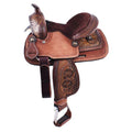 Double T Pony Saddle with Floral and Basketweave Tooling - 10 Inch