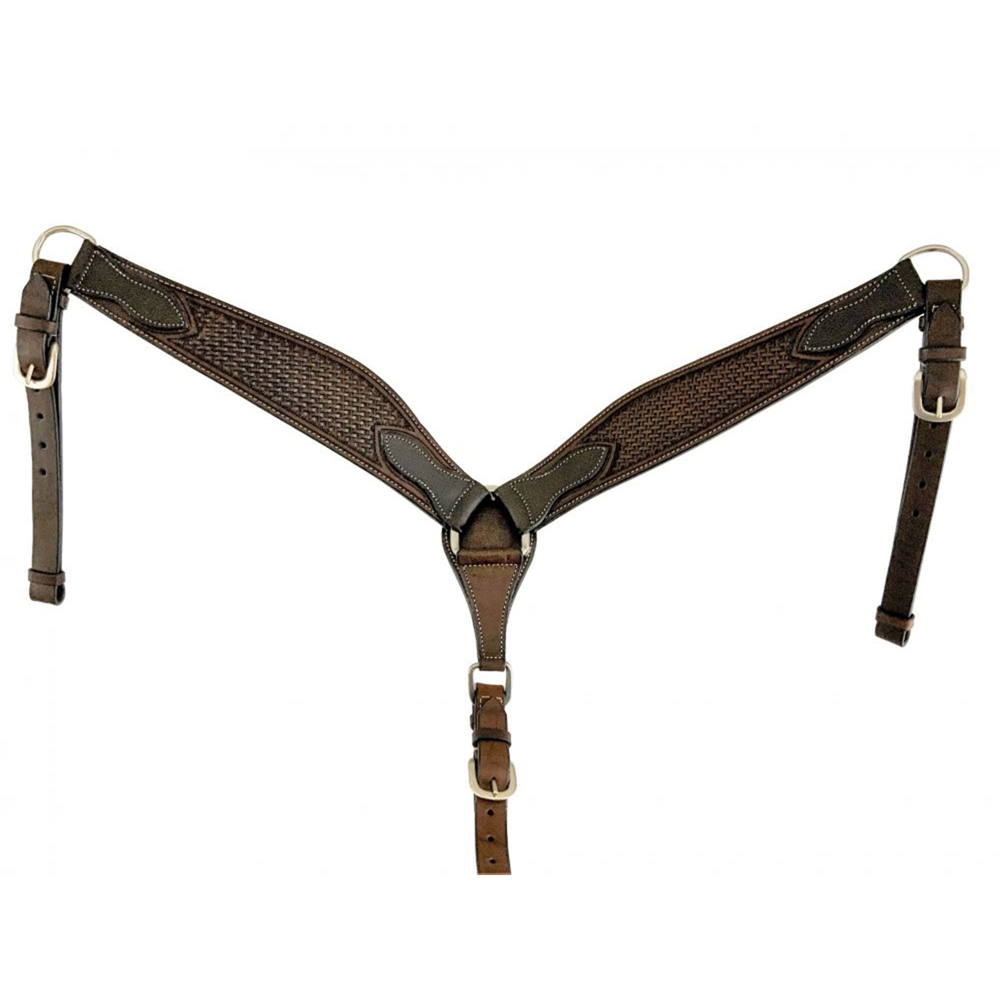 Showman Dark Oil Argentina Cow Leather Breastcollar with Basket Tooling
