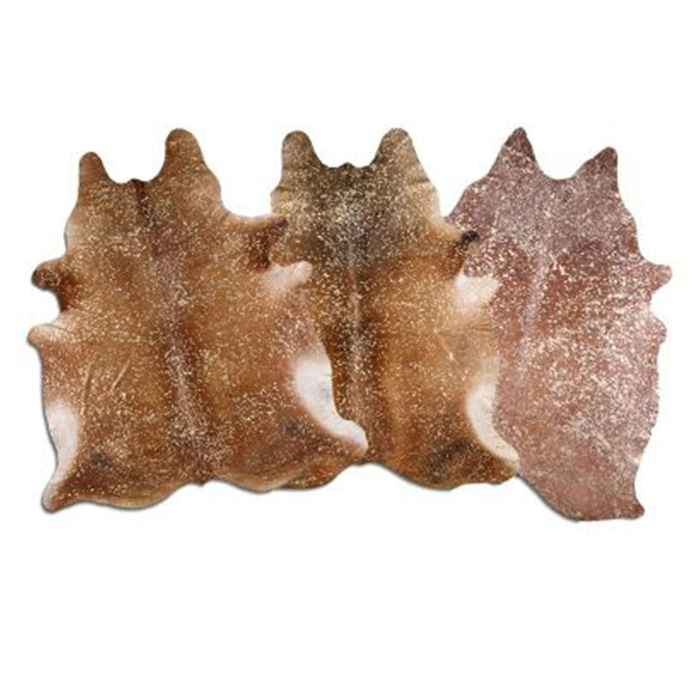 LG/XL Brazilian Acid Washed Gold on Brown Cowhide Rugs - 42