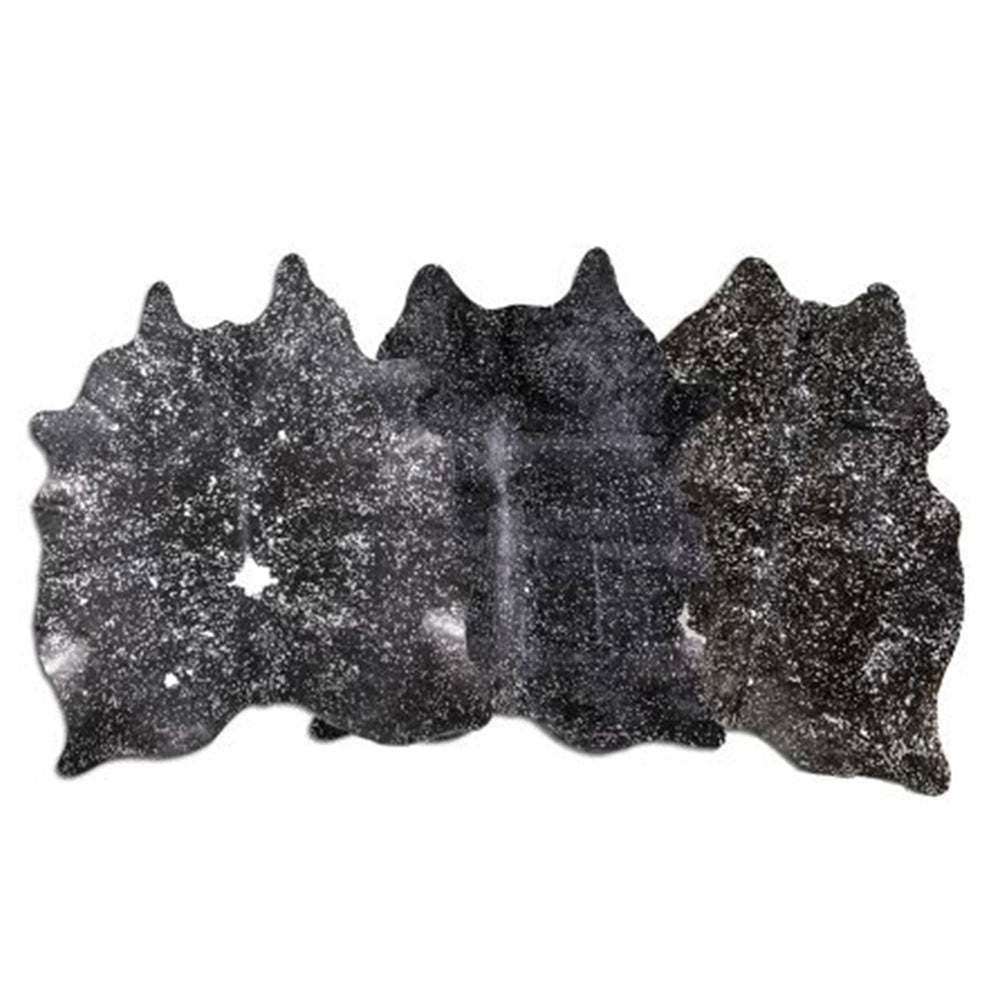 LG/XL Brazilian Acid Washed Silver on Black cowhide rugs