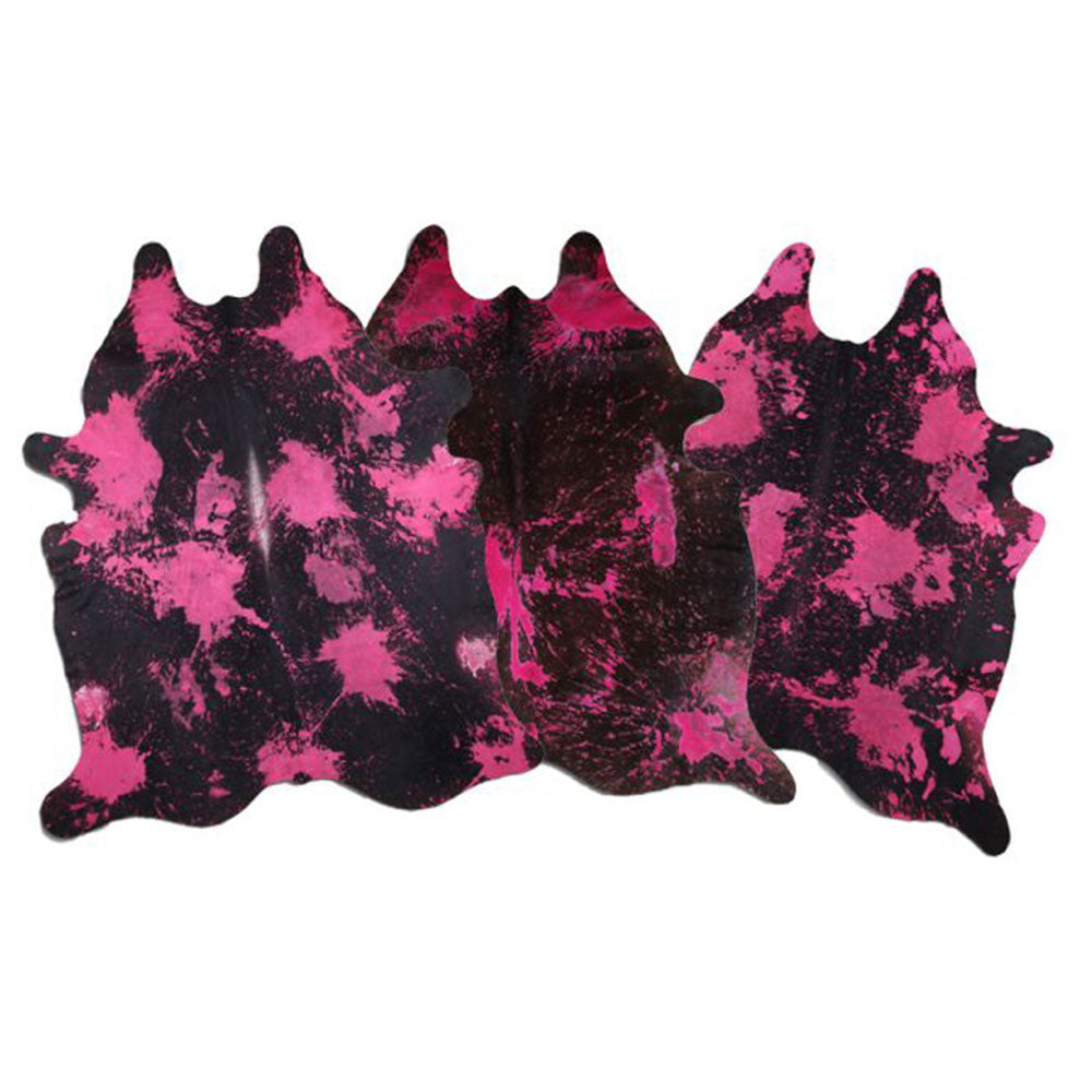 LG/XL Brazilian Pink splatter distressed Black cowhide rugs