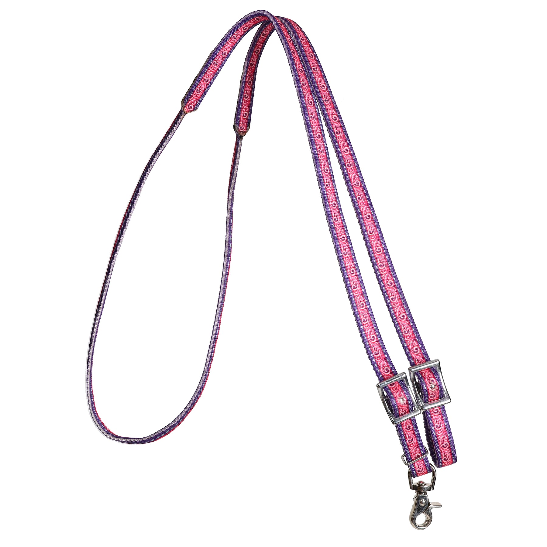 Pink & Purple Filigree Rolled Nylon Contest Reins