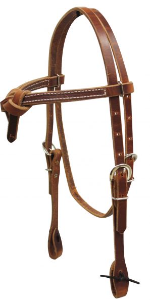 Furturity knot harness leather headstall with ties