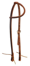 Harness Leather Sliding One Ear Headstall with Tie Ends - Made in the USA
