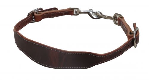 American made oiled harness leather wither strap with swivel snap ends