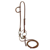 Harness Oiled Leather One Ear Headstall with O-Ring Snaffle and 8ft Reins