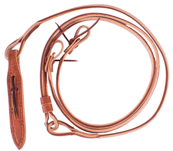 Harness Leather Romal Reins with Barbwire Popper