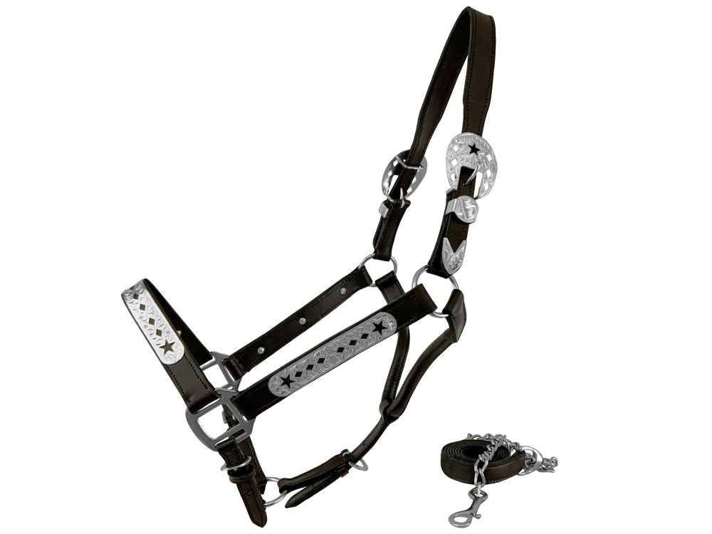 Star and Diamond Silver Show Halter with Lead '“ Average Horse