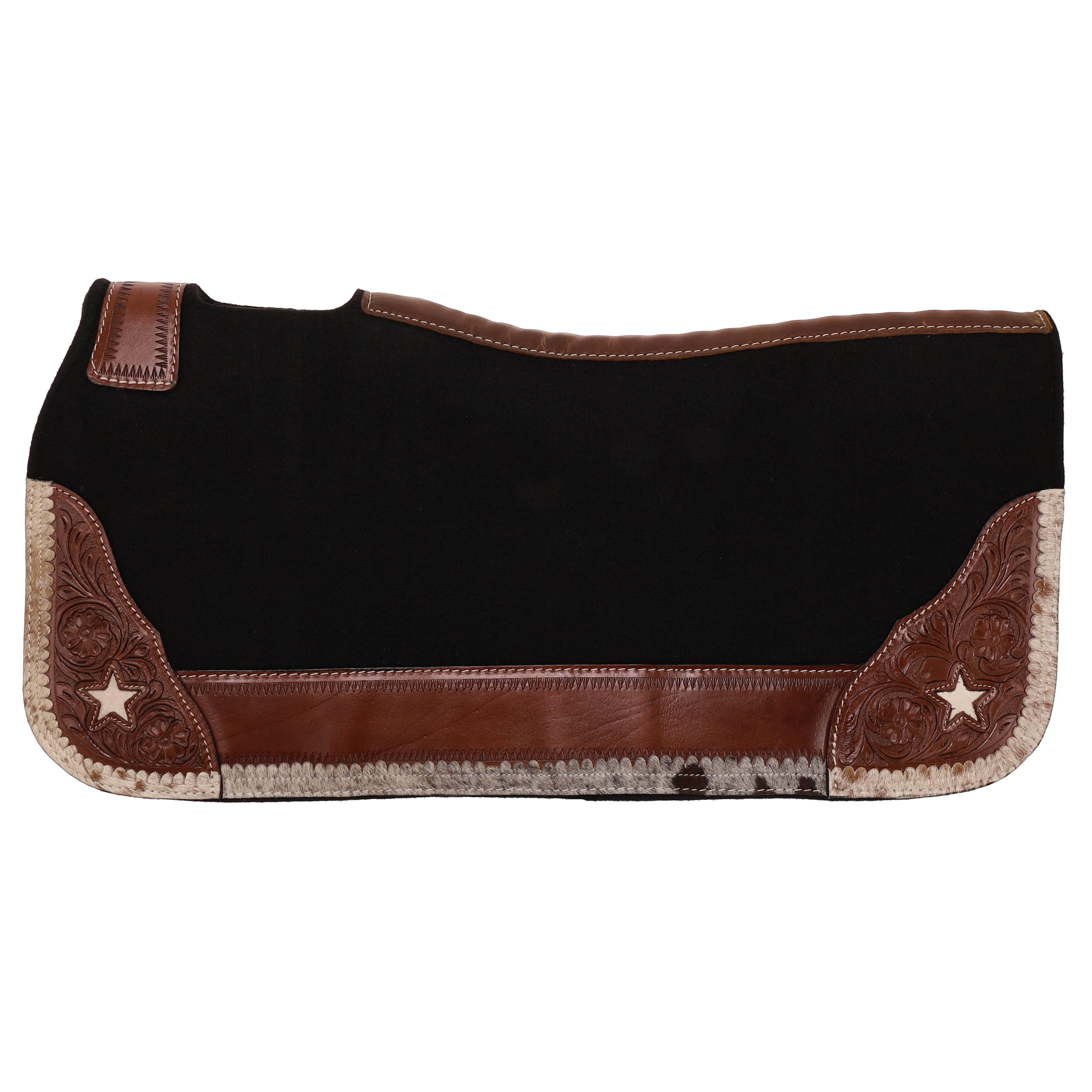 Showman 31" x 32" Starry Hide Contoured Black Felt Saddle Pad