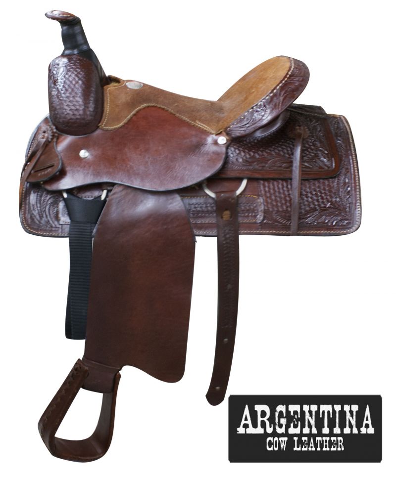 16" Buffalo Argentina cow leather roper style saddle