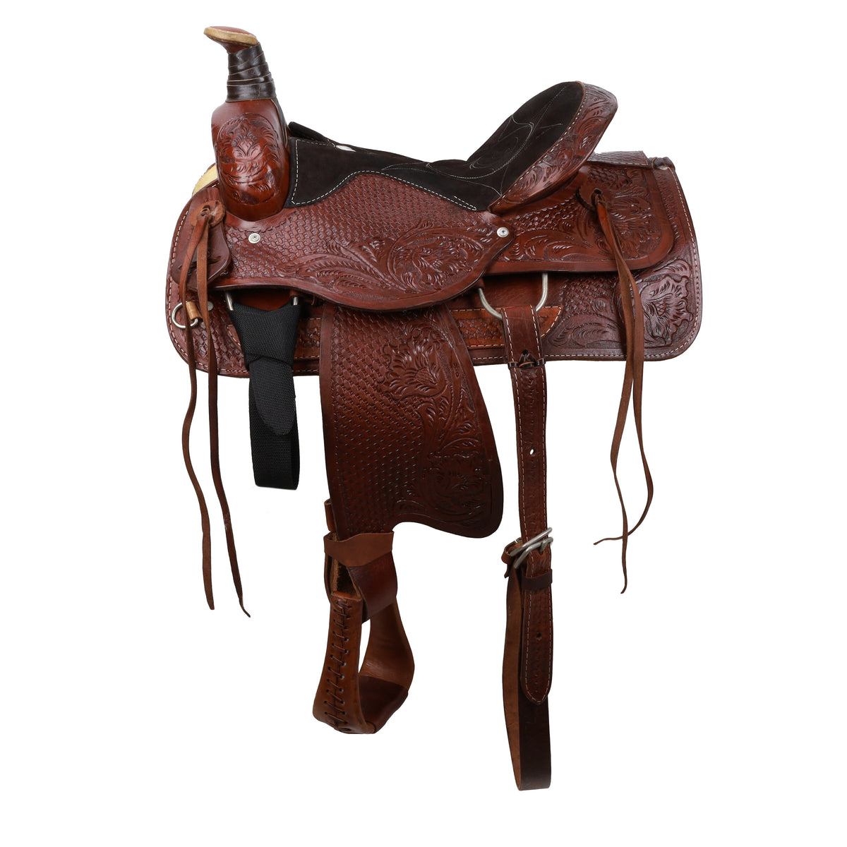 Buffalo Argentina Cow Leather Roper Style Saddle - 16 Inch