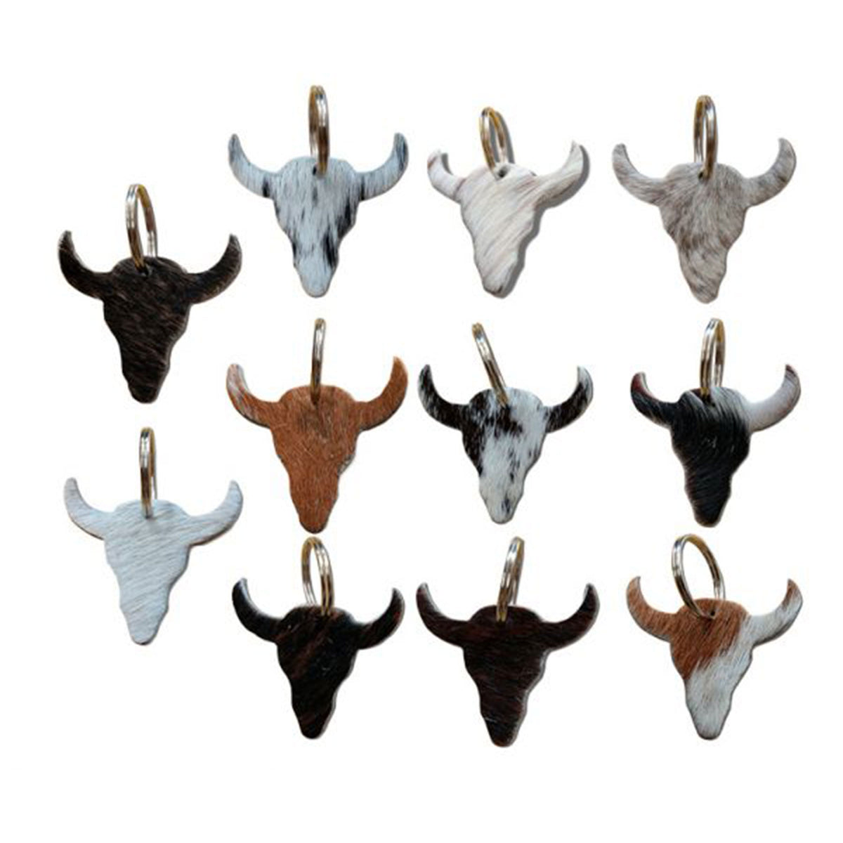 Steer Head Hair on Cowhide Keychain