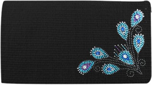 Showman 38" x 34" 100% Woven New Zealand Wool Saddle Blanket - Rhinestone Peacock
