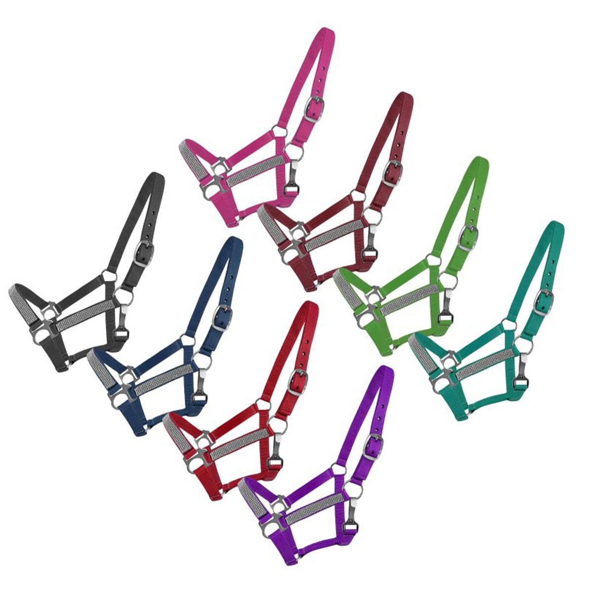2Ply Nylon Halter with Crystal Nose & Cheeks - Medium/Large Pony