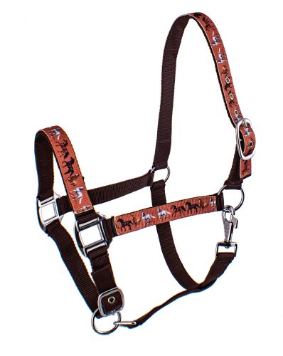 3ply Nylon Horse Sized Halter with Multi Horse design