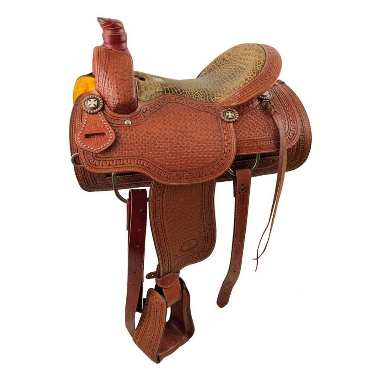 Circle S Roper Saddle with Alligator Print Seat - 15, 16 Inch