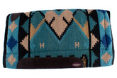 Showman 36" x 34" 100% woven wool top pad with memory felt bottom - teal and blue