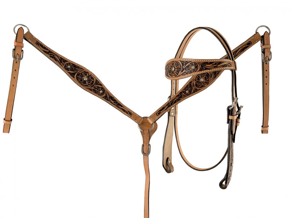 Showman Wildrose Drift Browband Headstall and Breastcollar Set