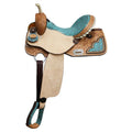 Double T Teal Lace Barrel Style Saddle - 14, 15, 16 Inch