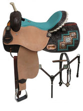 14", 15", 16" Double T Bejeweled metallic leopard print barrel style saddle set