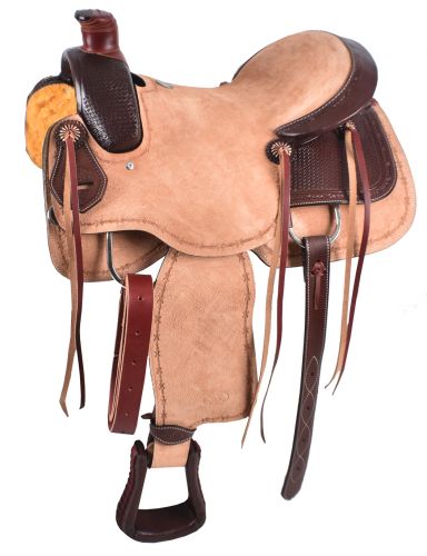 16", 17" Circle S Roping Saddle with Basketweave Tooling