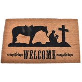 Praying Cowboy Welcome Design Outdoor Door Mat