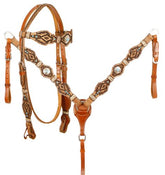 Showman Rawhide Braided Browband Headstall and Breastcollar Set