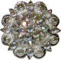 Showman silver concho with clear crystal rhinestones