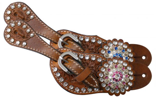 Showman Youth crystal rhinestone spur straps