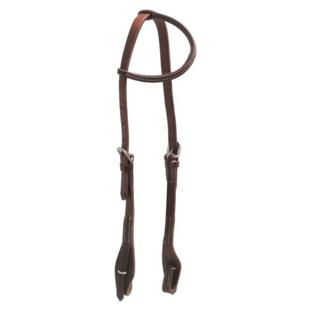 Showman Oiled Harness Leather One Ear Headstall with Quick Change Bit Loops