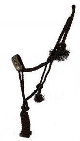 Showman Woven brown nylon mule tape halter with hand painted arrow design on the noseband