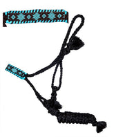 Showman Woven black nylon mule tape halter with beaded noseband