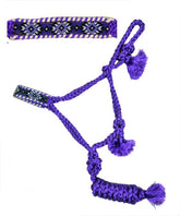 Showman Woven purple nylon mule tape halter with beaded noseband