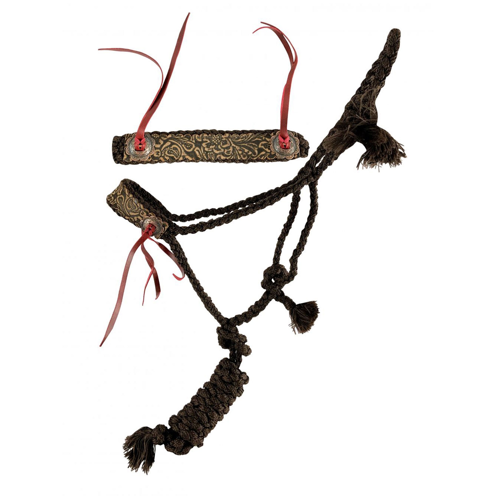 Showman Woven Brown Nylon Mule Tape Halter with Brown Embossed Noseband