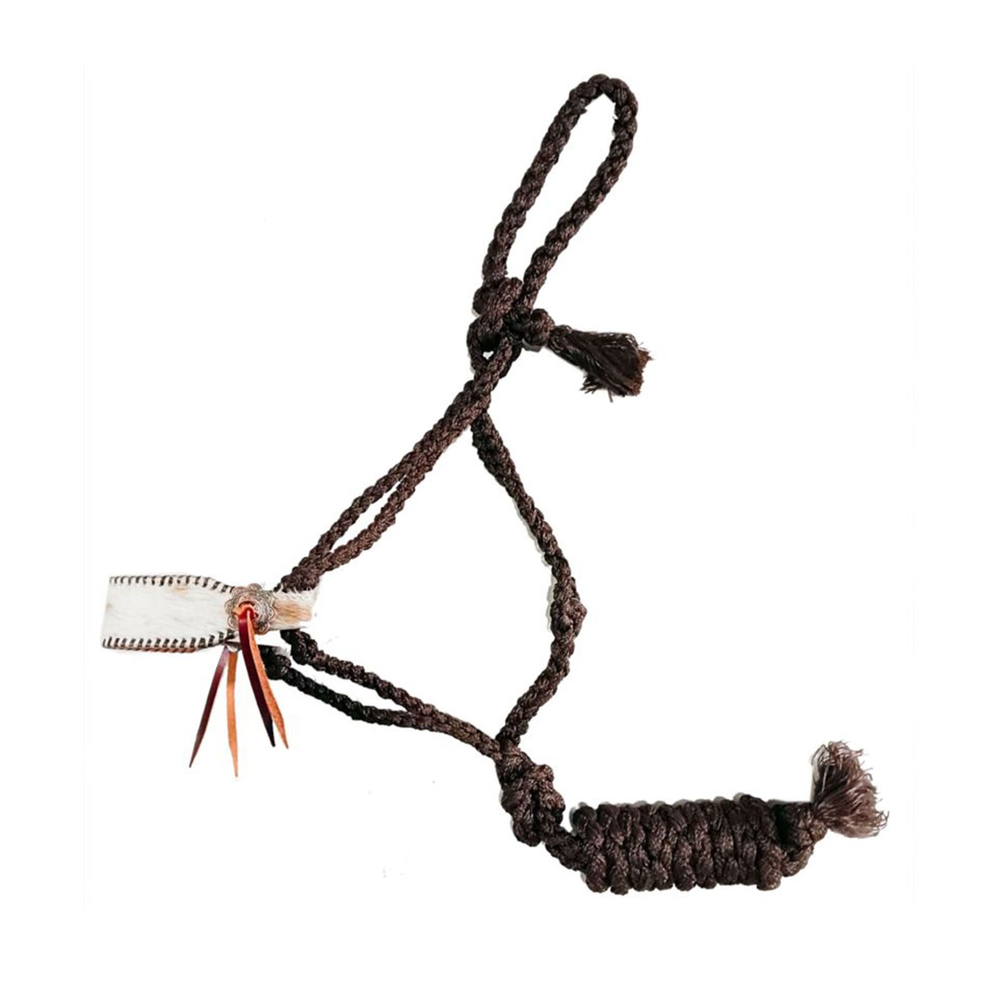 Showman Woven Brown Nylon Mule Tape Halter with Cowhide Noseband