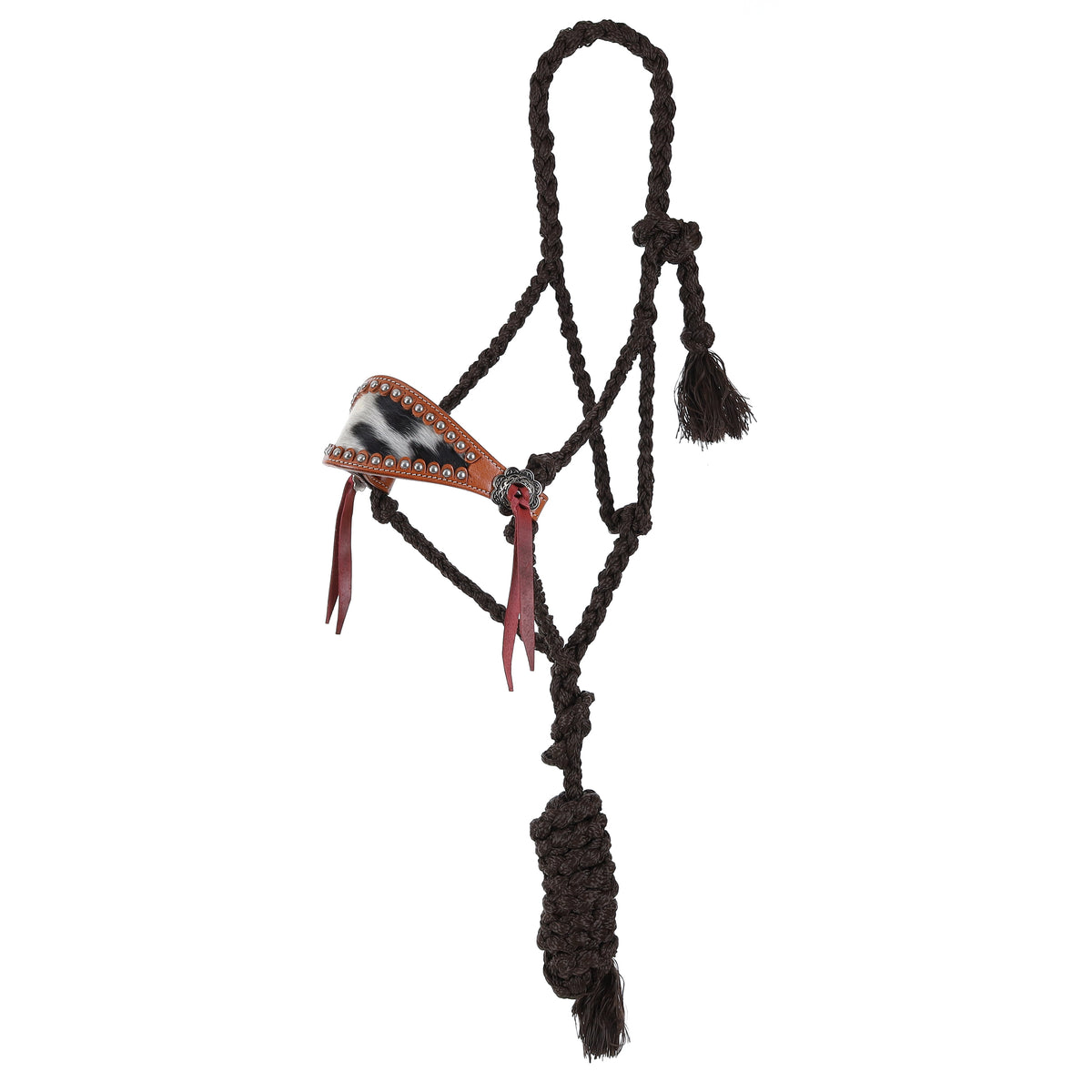 Showman Cowpuncher Brown Mule Tape Bronc Halter with Lead